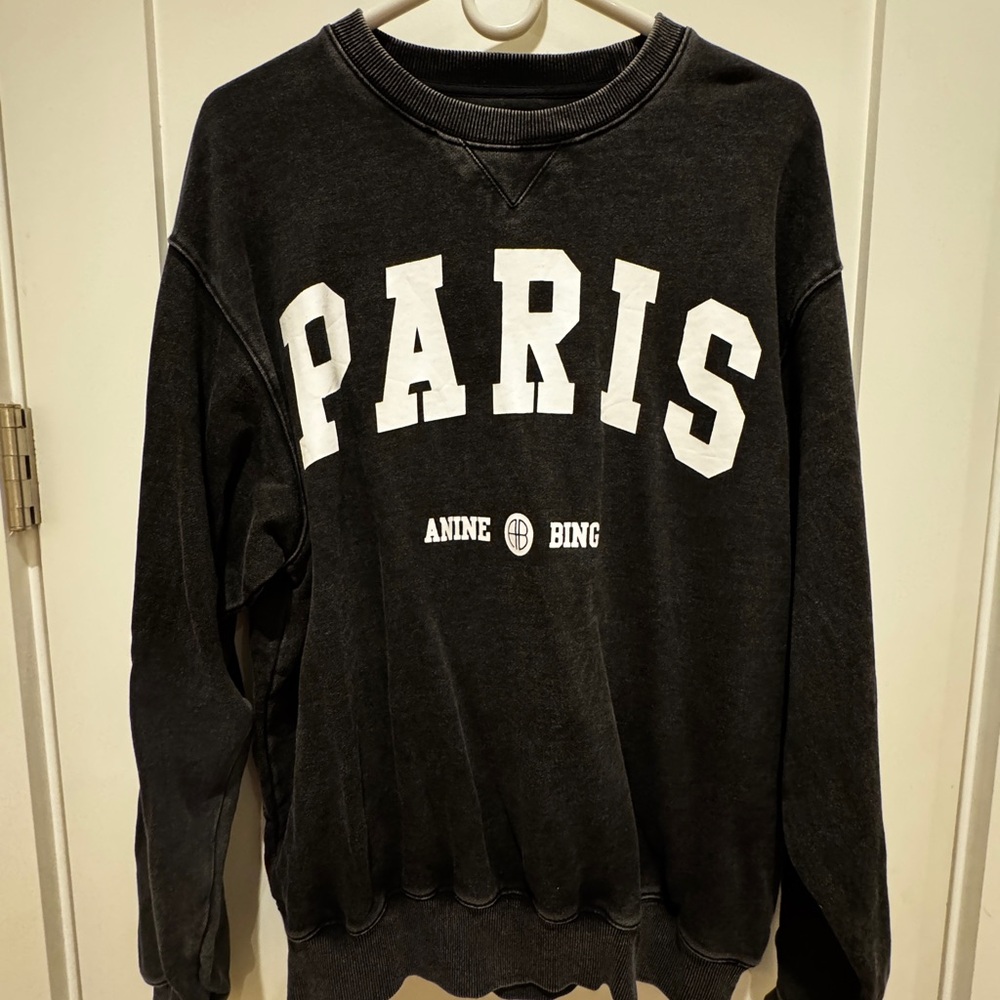 Anine Bing Black Paris Sweatshirt